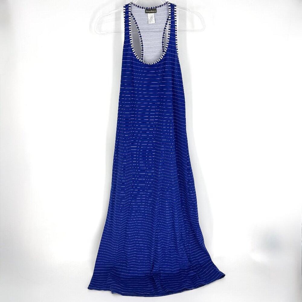 Tommy Bahama Mingling Stripe Racerback Maxi Dress Surf Blue Size Medium